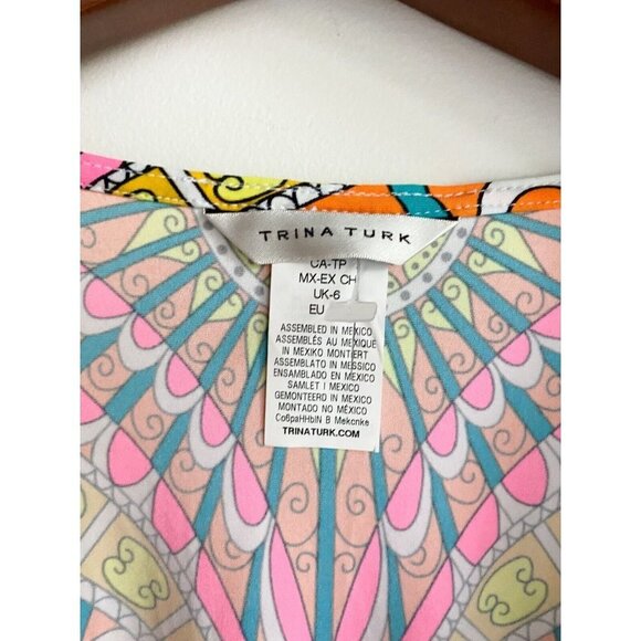 TRINA TURK Capri Lace-Up Tunic ORANGE SHERBET Colourful XS - Picture 7 of 9